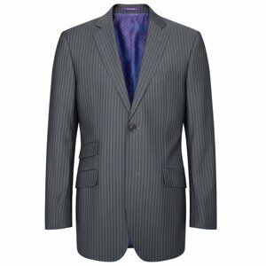Ted Baker Blazer Grey Pinstriped Wool Single Breasted Size 40R
